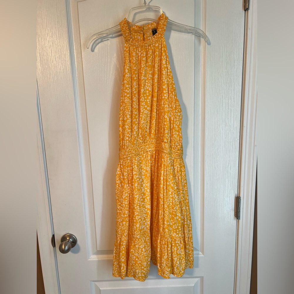 Merokeety Yellow Floral Halter Dress